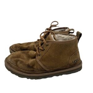 Ugg Womens Neumel Suede Lace Up Booties Size 6 Chestnut Sherpa Lined Chukka Warm